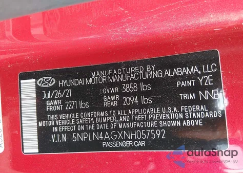 2022 Hyundai Elantra Sel from USA, damaged, VIN 5NPLN4AGXNH057592